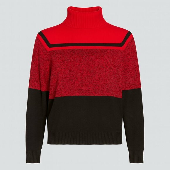 Karen Scott Red & Black Colorblock Turtleneck Sweater PXL - Picture 1 of 8